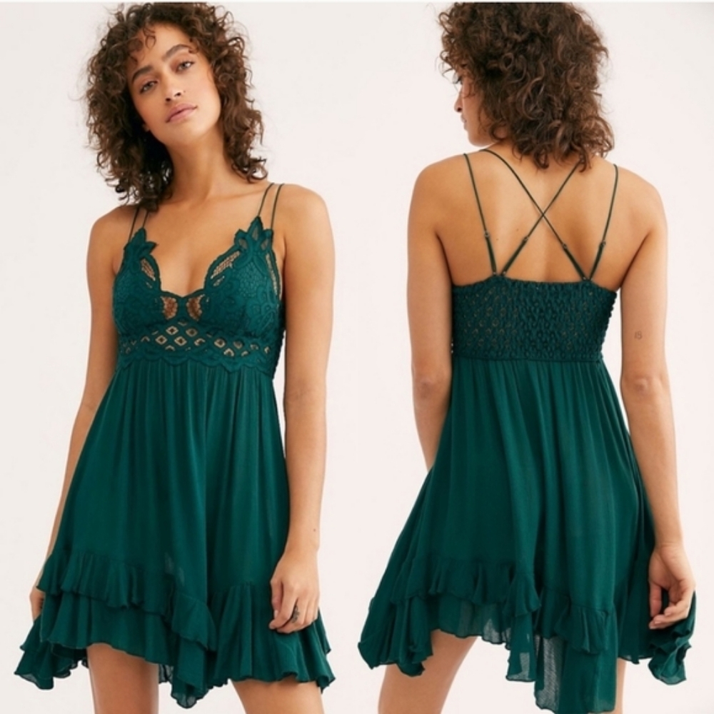 NWOT Free People FP1 Adella slip dress in green